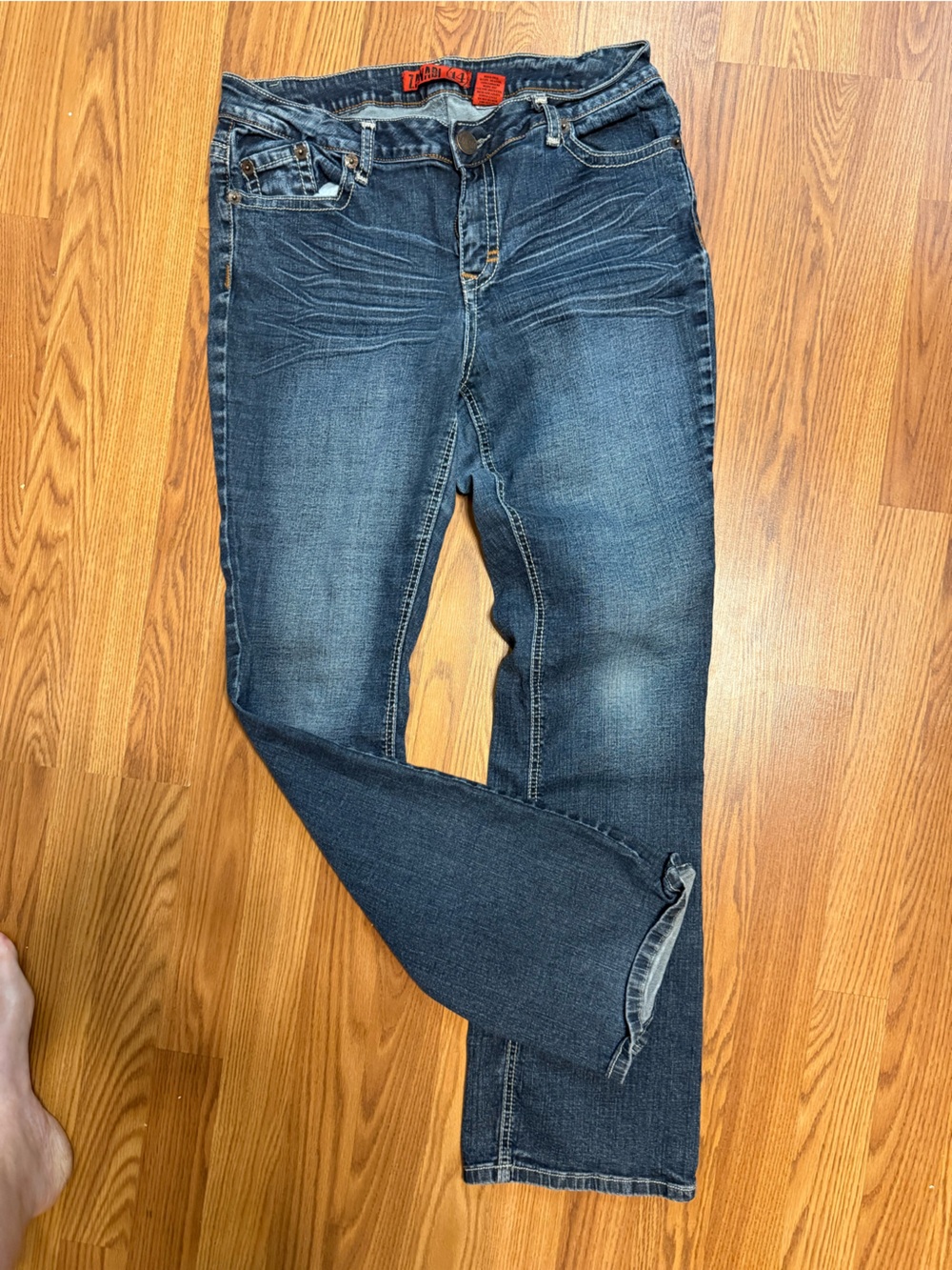 Zanadi Dark Blue Flare Jeans with Embellished Back Pockets